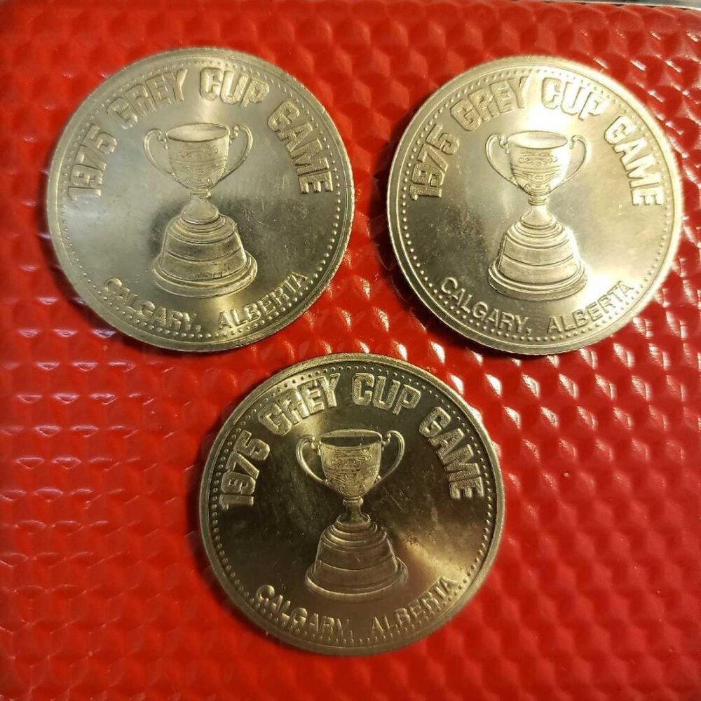 3 GREY CUP COINS 1975 VINTAGE